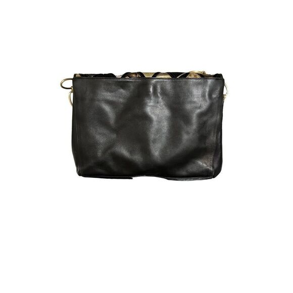 I. Magnum Vintage Leather Bag Suede Patch Work Italy Black Gold Silver Bronze - Picture 6 of 8